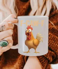 Alternative view of Funny Chicken Mug – F-Caw-ny Meme Coffee Cup – Farm Animal Humor Gift