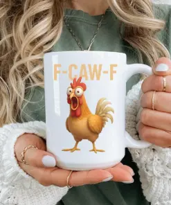 Funny Chicken Mug – F-Caw-ny Meme Coffee Cup – Farm Animal Humor Gift
