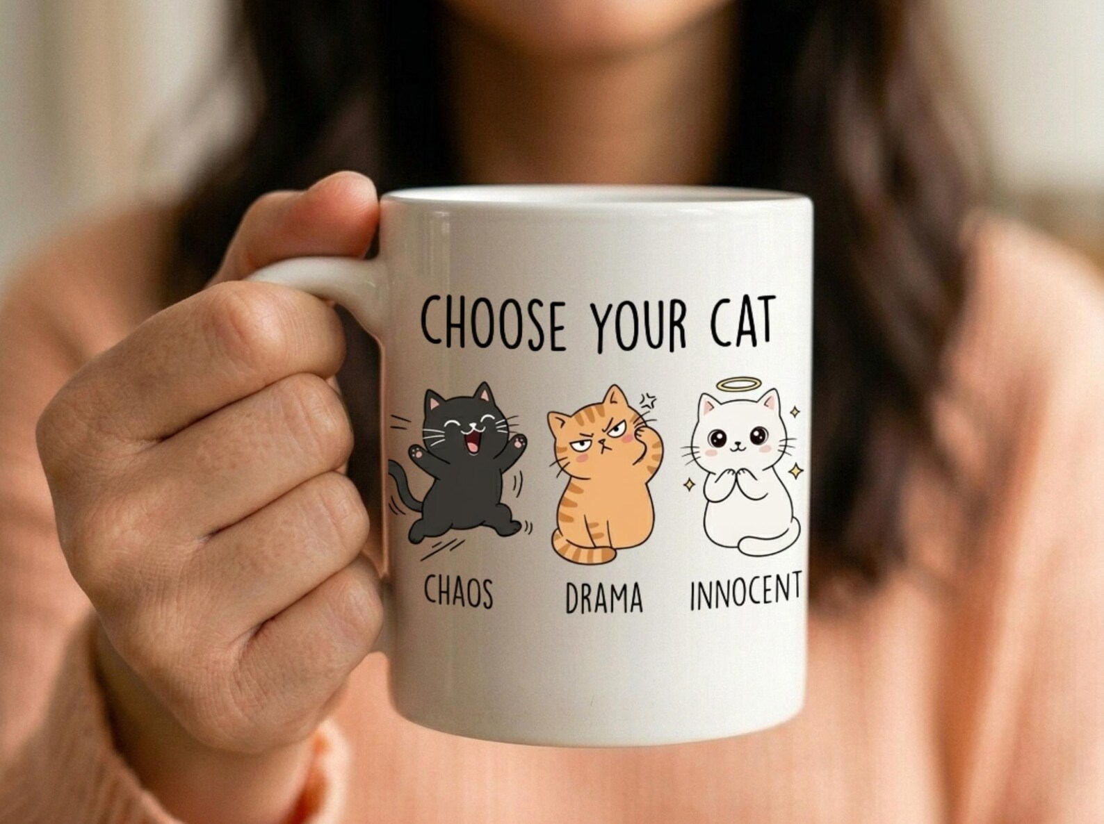 Funny Cat Mug – Choose Your Cat Chaos Drama Innocent – Cute Cat Lover Gift
