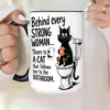 Funny Strong Woman Mug – Sarcastic Cat Lover Coffee Cup – Black Kitty Design Gift