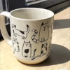 Hand-Painted Cartoon Cat Ceramic Mug, Minimalist White Coffee Cup