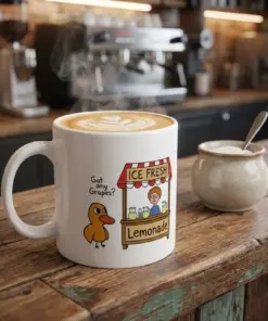 Cute Duck Lemonade Mug – Kawaii Duck Coffee Cup – Adorable Gift for Duck Lovers