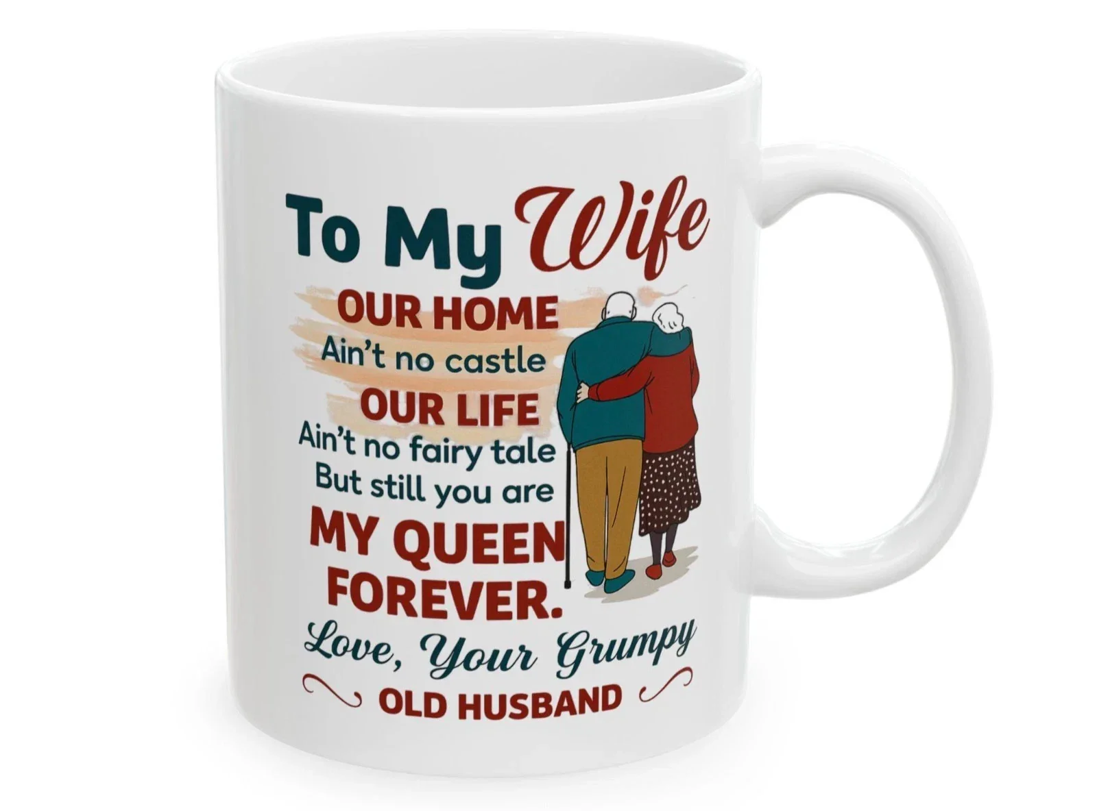Romantic Husband to Wife Mug – Anniversary Gift for Wife – Cute Old Couple Coffee Mug