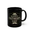 Father’s Day Mug for Dad – Black Coffee Cup with Hat & Mustache Design – Gift for Father