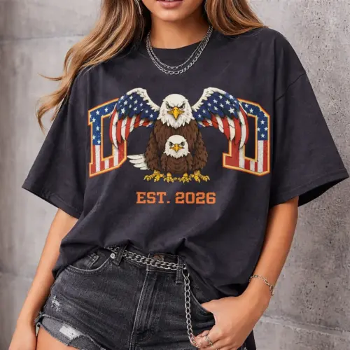 Personalized Patriotic Dad Sweatshirt – Custom Eagle & US Flag Shirt